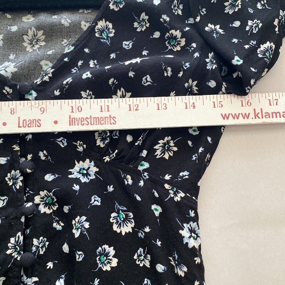 ABOUND Babydoll blouse Womens XXS ditzy floral 90’s Y2K blue/White button down - Picture 10 of 10